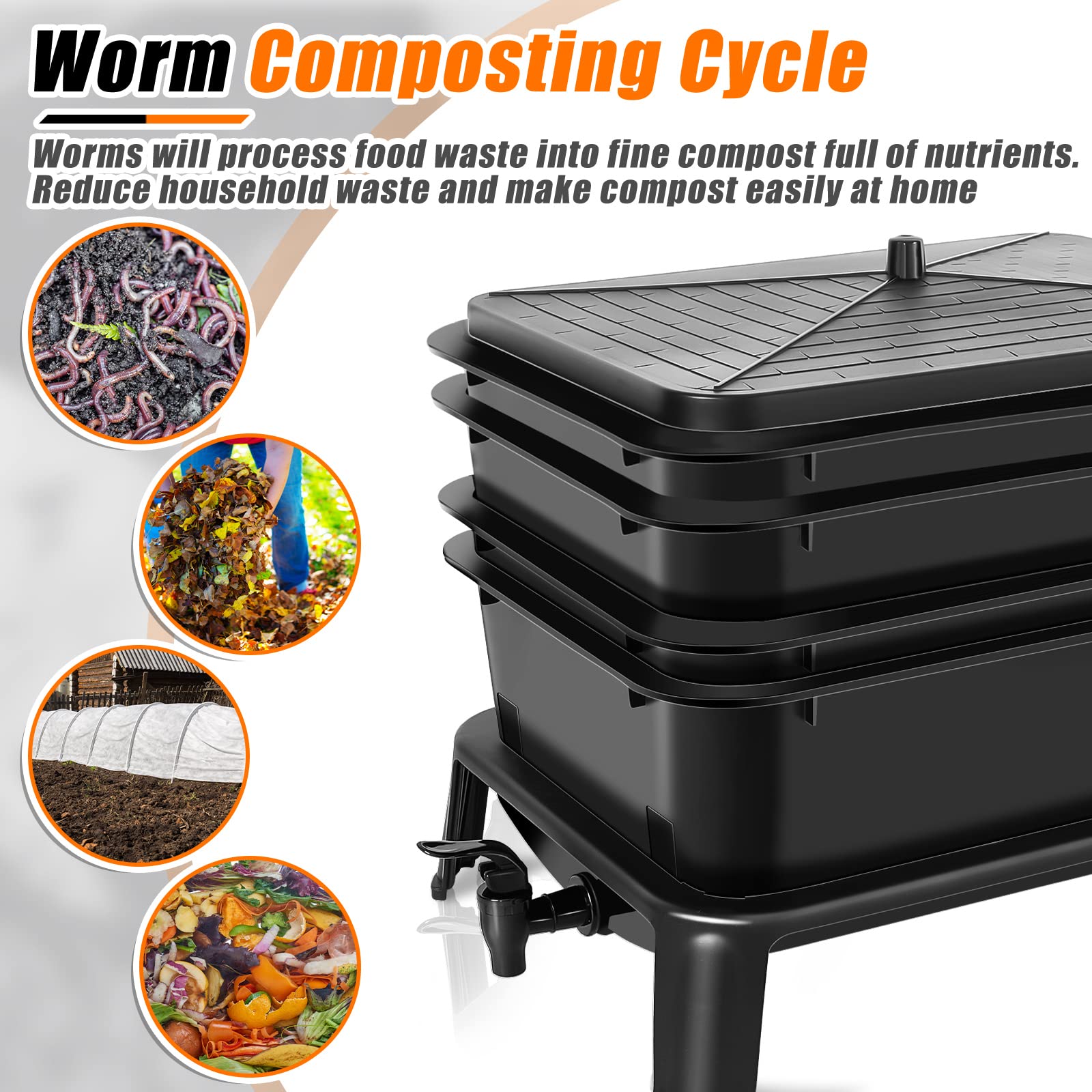 4 Trays Worm Composter for Indoor and Outdoor - 4Gardens